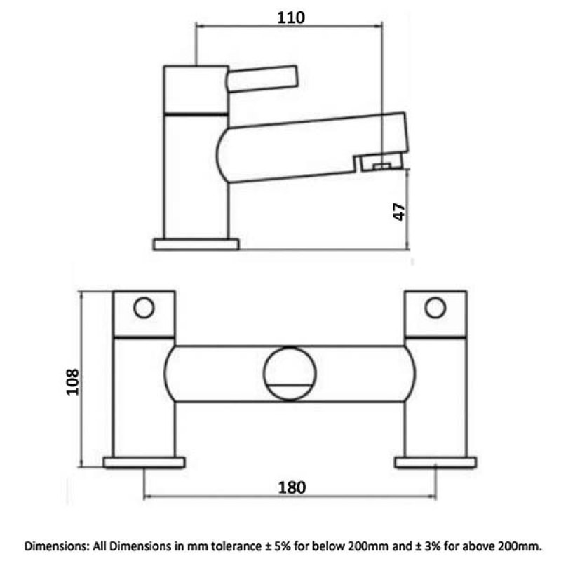 RAK Prima Dual Lever Bath Filler Tap - Chrome