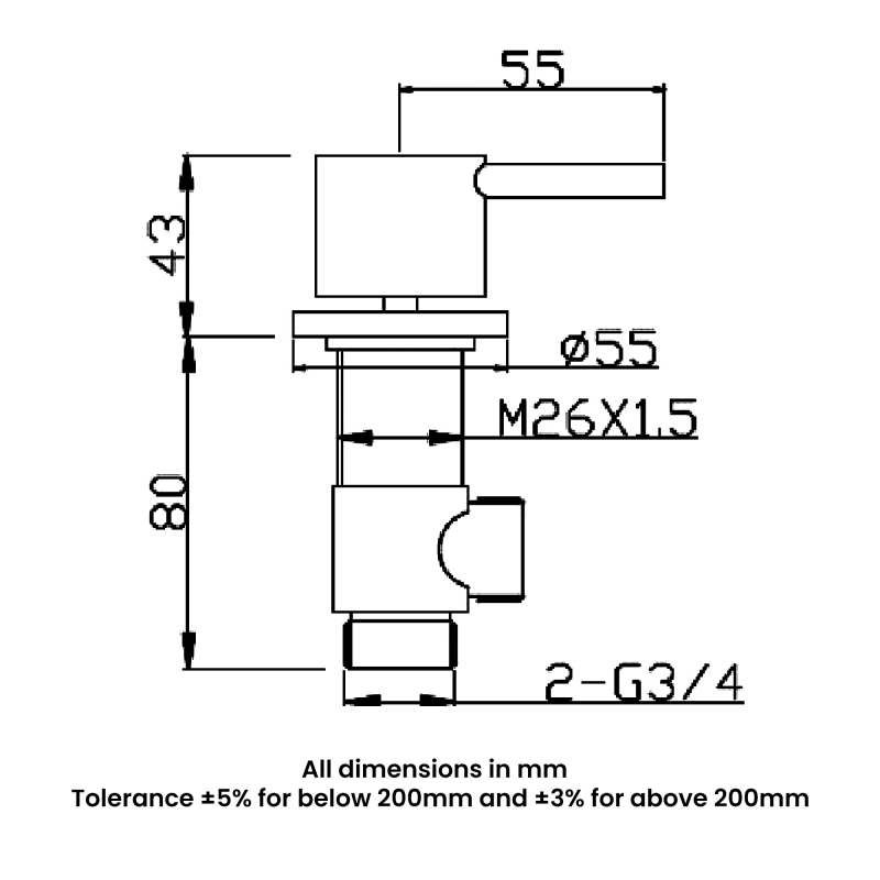 RAK Prima Tech Deck Mounted Valves - Chrome