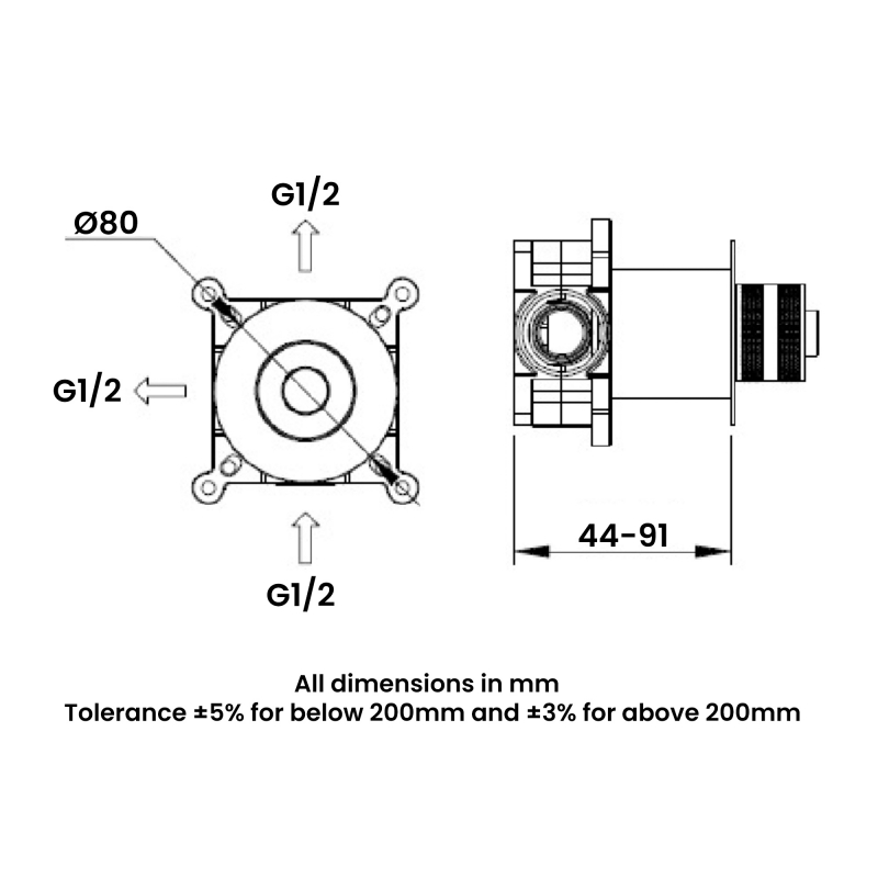 RAK Prima Tech Concealed Stop Valve - Chrome