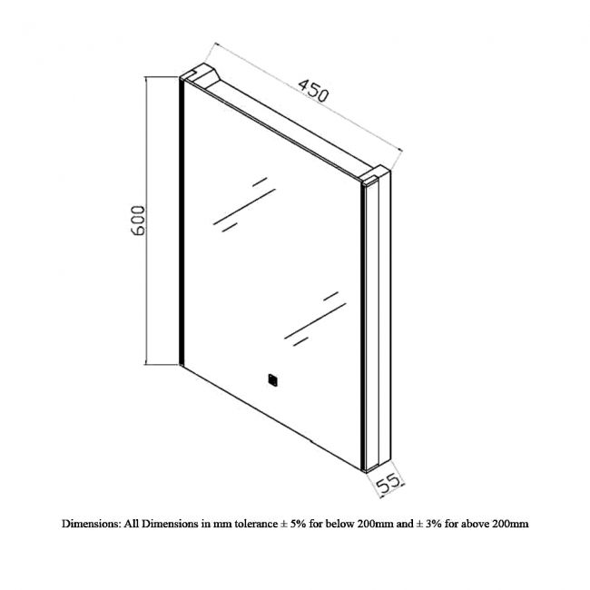 RAK Resort LED Mirror with Demister Pad and Shaver Socket 600mm H x 450mm W