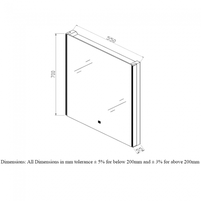 RAK Resort LED Mirror with Demister Pad and Shaver Socket 700mm H x 550mm W