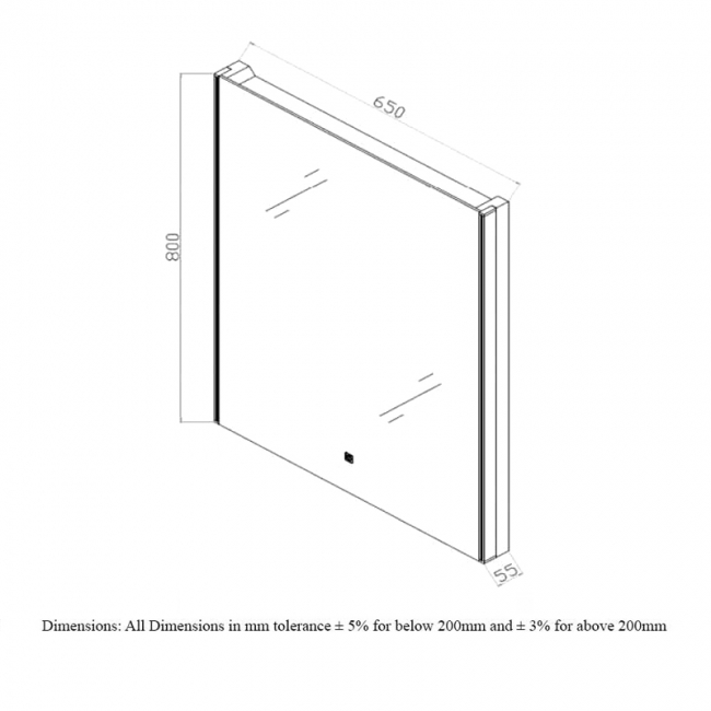 RAK Resort LED Mirror with Demister Pad and Shaver Socket 800mm H x 650mm W
