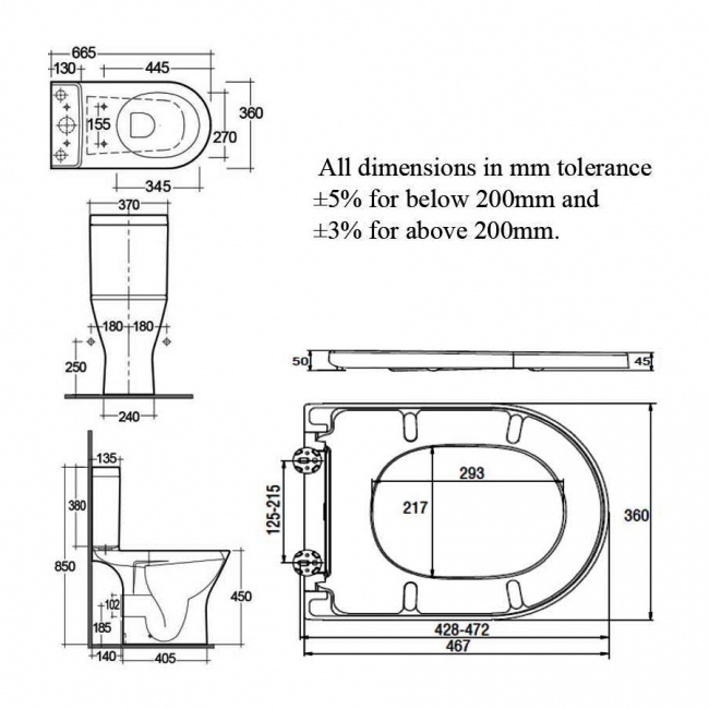 RAK Resort Maxi Rimless Close Coupled Full Access Toilet Pack - Soft Close Seat