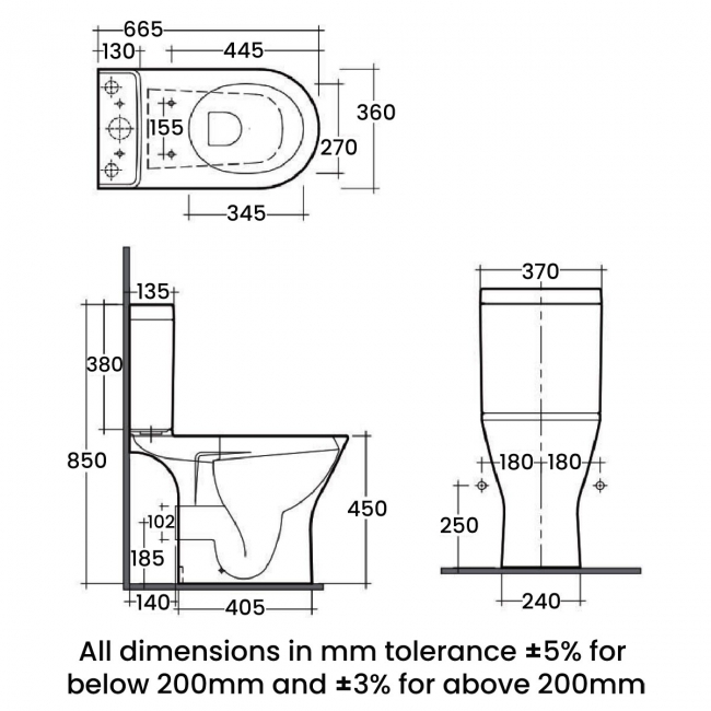 RAK Resort Maxi Rimless Close Coupled Full Access Toilet Pack - Sandwich Soft Close Seat