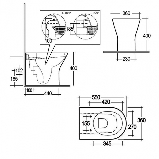 RAK Resort Rimless Back to Wall Pan White - Excluding Seat
