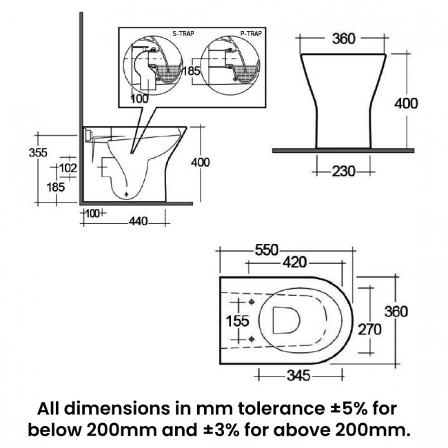 RAK Resort Rimless Back to Wall Toilet - Soft Close Seat