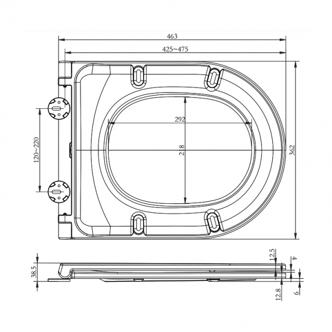 RAK-Resort Quick Release Sandwich Soft Close Urea Seat for Rimless Pans
