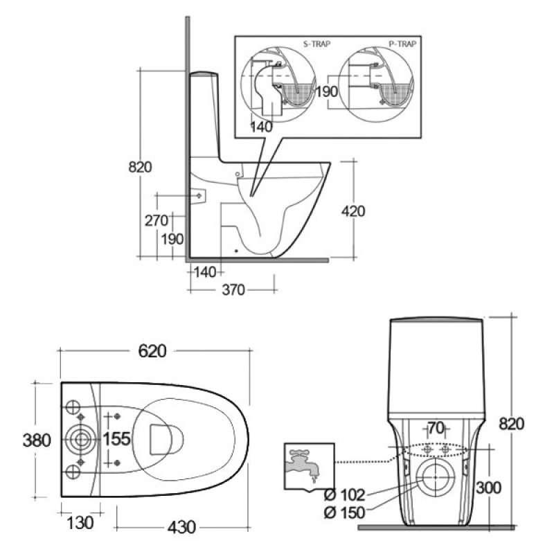 RAK Ceramics Sensation Toilet SENPAKSC Close Coupled White