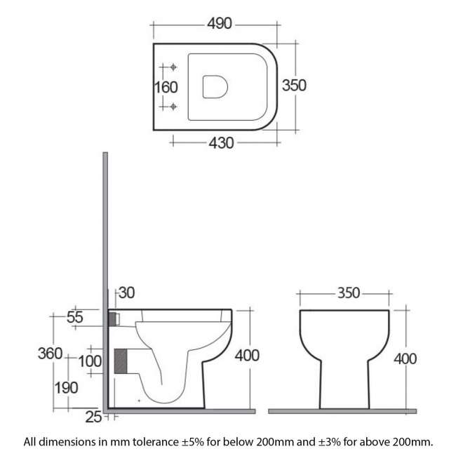 RAK Ceramics Series 600 Toilet SE16AWHA + RAKSEAT014 Back to Wall