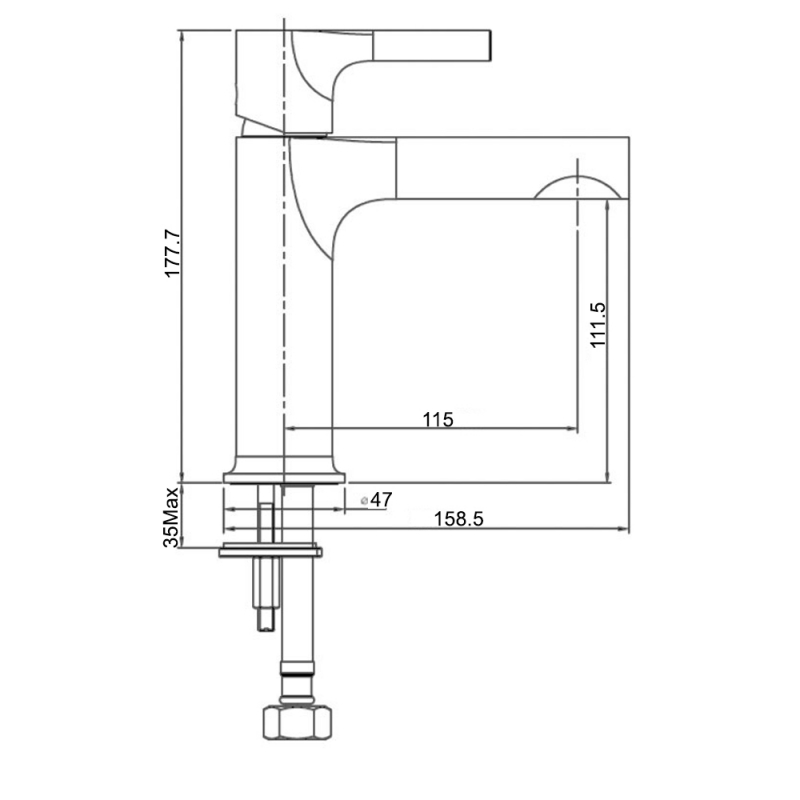 RAK Sorrento Basin Mixer Tap Without Waste - Matt Black