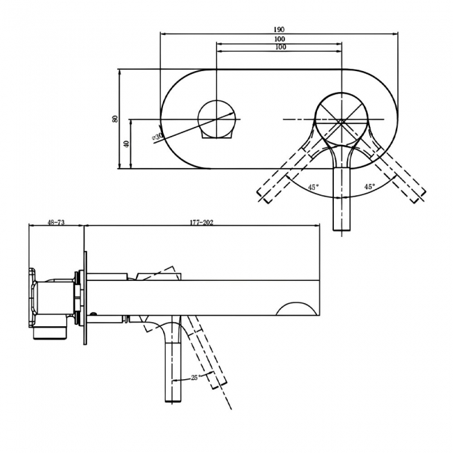 RAK Sorrento Wall Mounted Basin Mixer Tap with Back Plate - Chrome