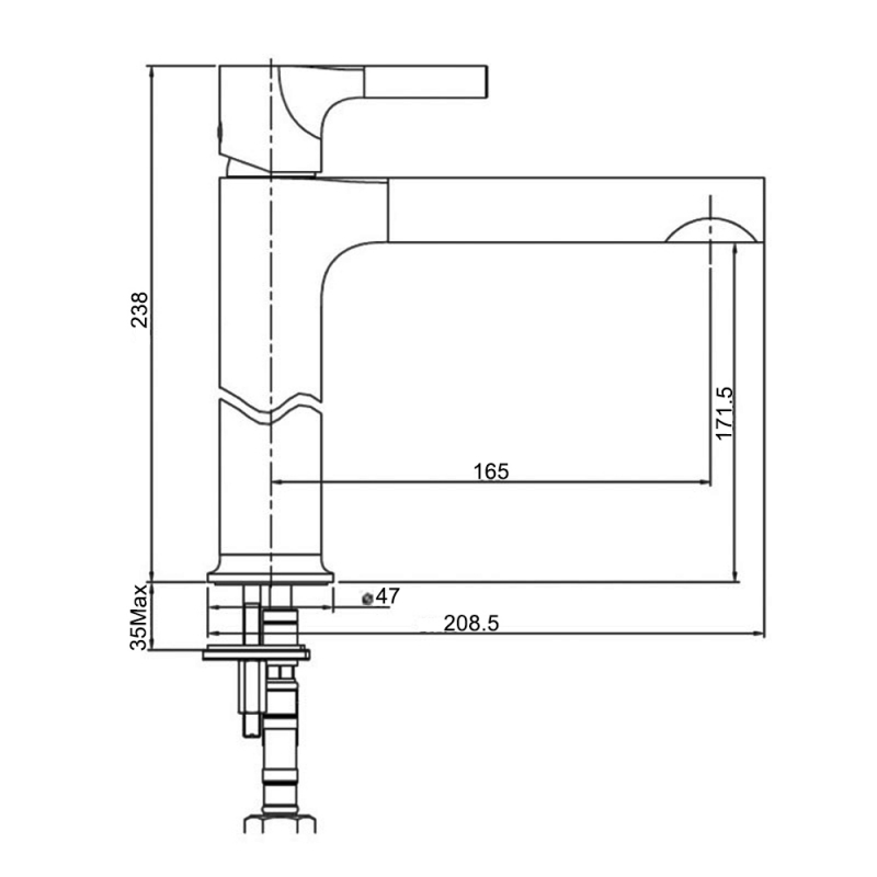 RAK Sorrento Medium Height Basin Mixer Tap Without Waste - Chrome