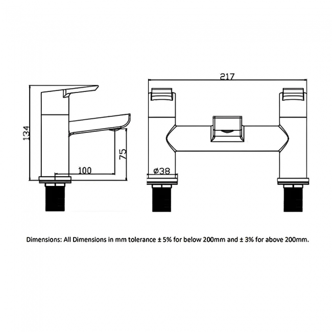 RAK Sport Dual Lever Bath Filler Tap - Chrome