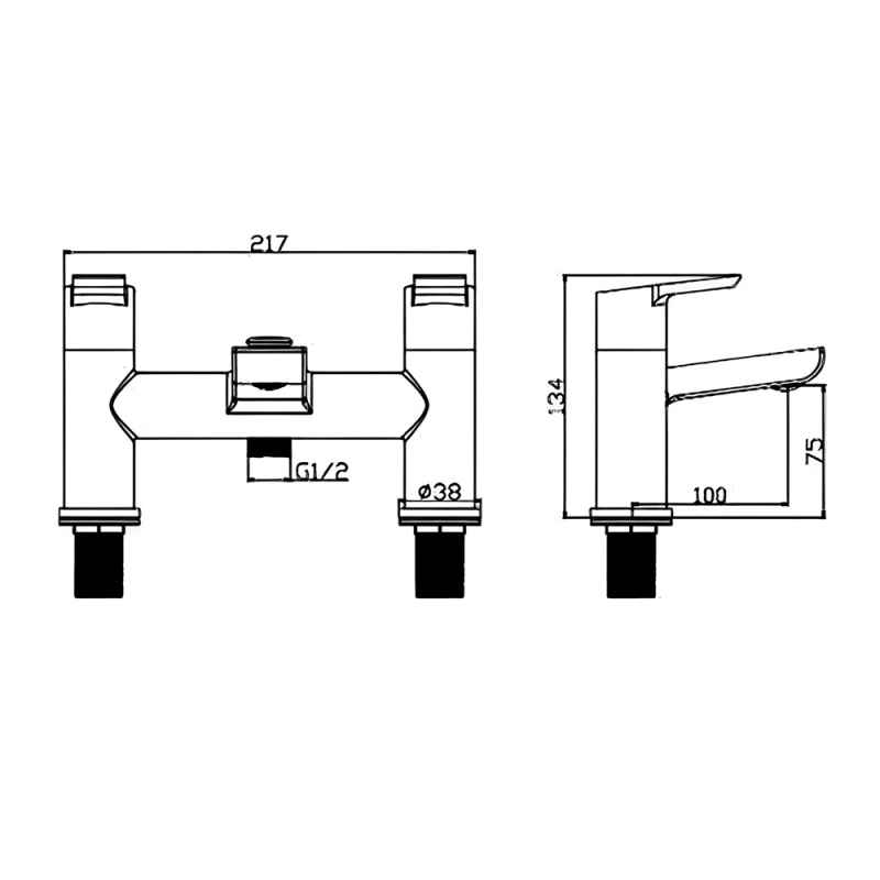 RAK Sport Bath Shower Mixer Tap Pillar Mounted - Chrome