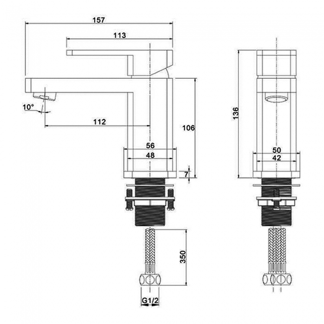 RAK Square Mini Mono Basin Mixer Tap - Chrome
