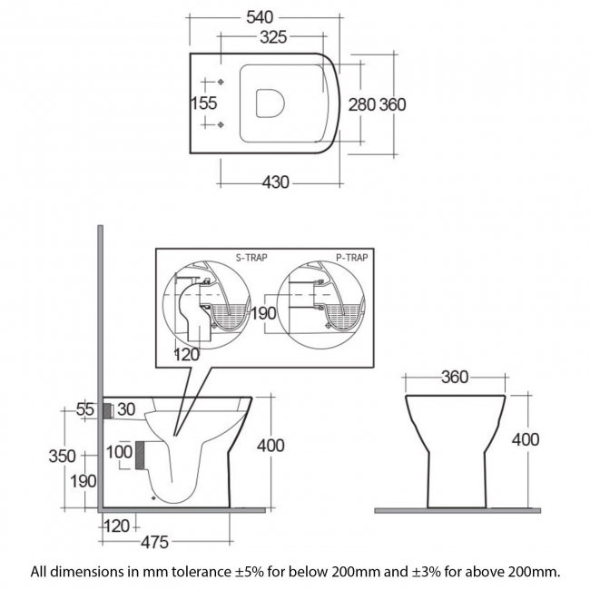 RAK Summit Back to Wall Toilet - Soft Close Seat