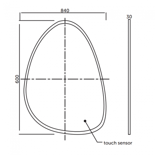 RAK TearDrop LED Illuminated Bathroom Mirror with Touch Sensor 600mm H x 840mm W