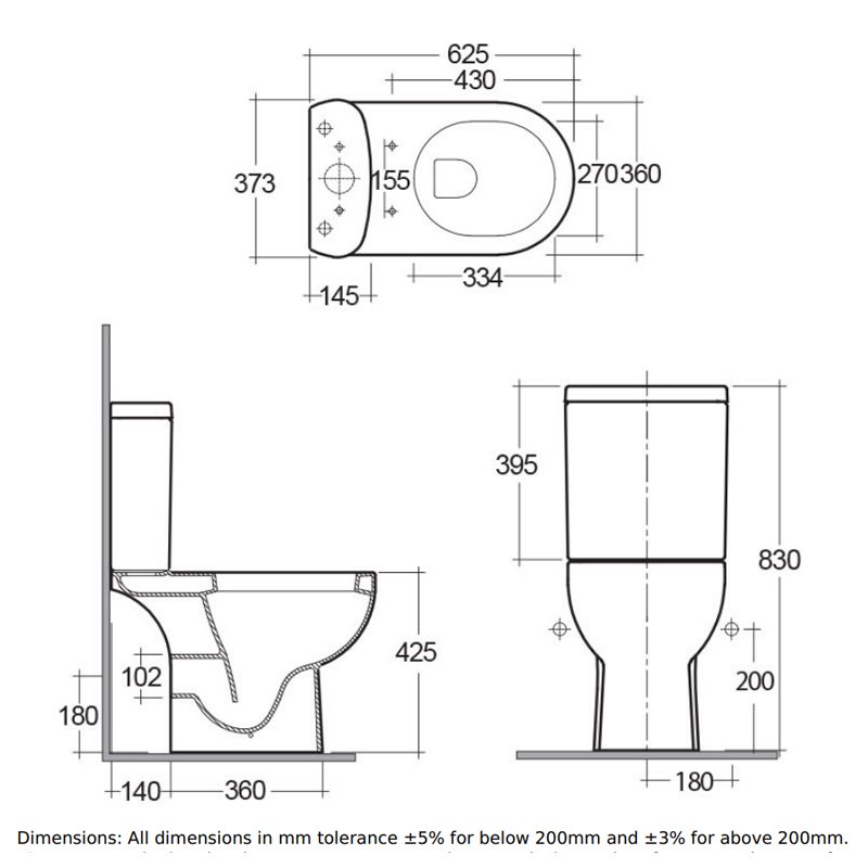 RAK Tonique Close Coupled Open Back Toilet with Soft Close Wrapover Seat