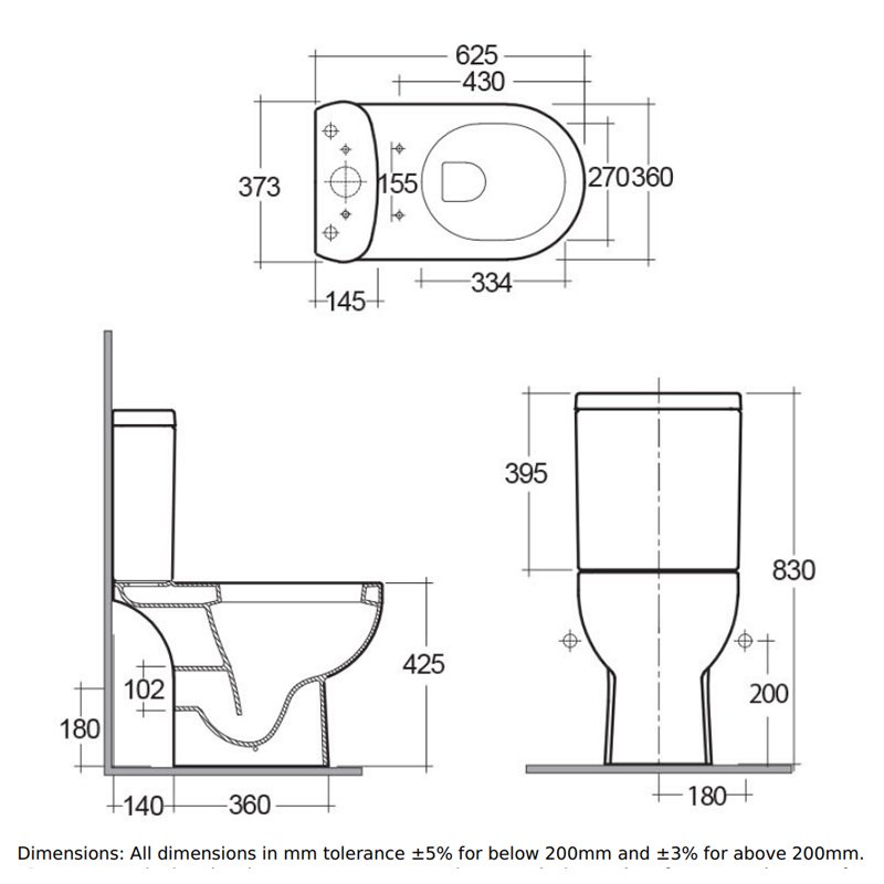 RAK Tonique Close Coupled Toilet Open Back Push Button Cistern - Soft Close Seat