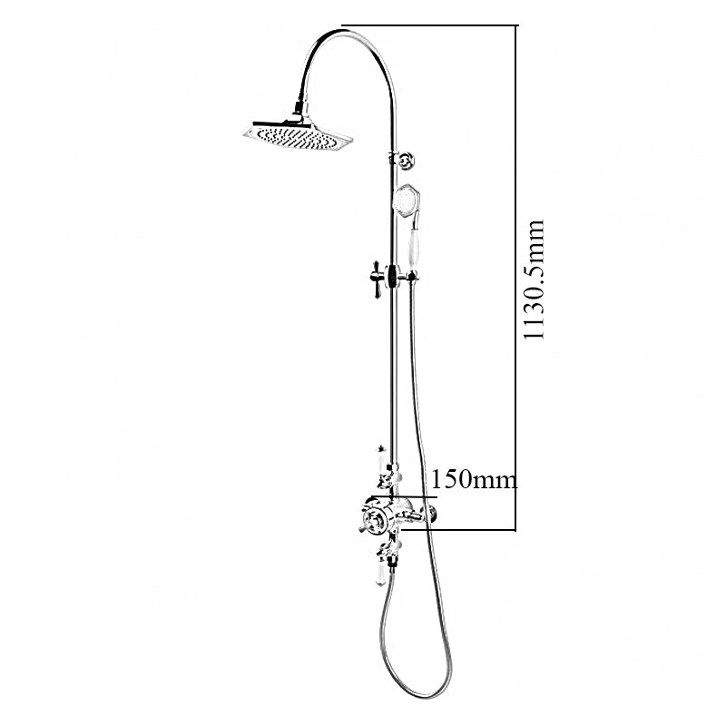 RAK Washington Exposed Thermostatic Shower Column with Fixed Head and Shower Kit - Chrome