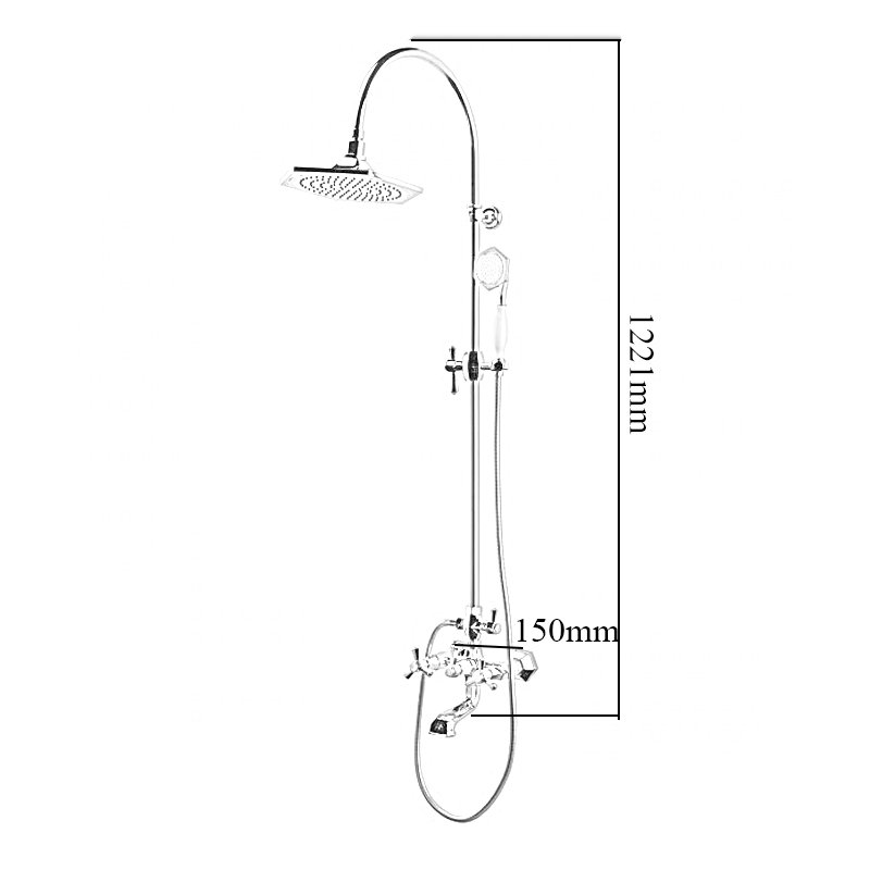RAK Washington Exposed Thermostatic Shower Column Valve with Bath Spout and Shower Kit - Chrome