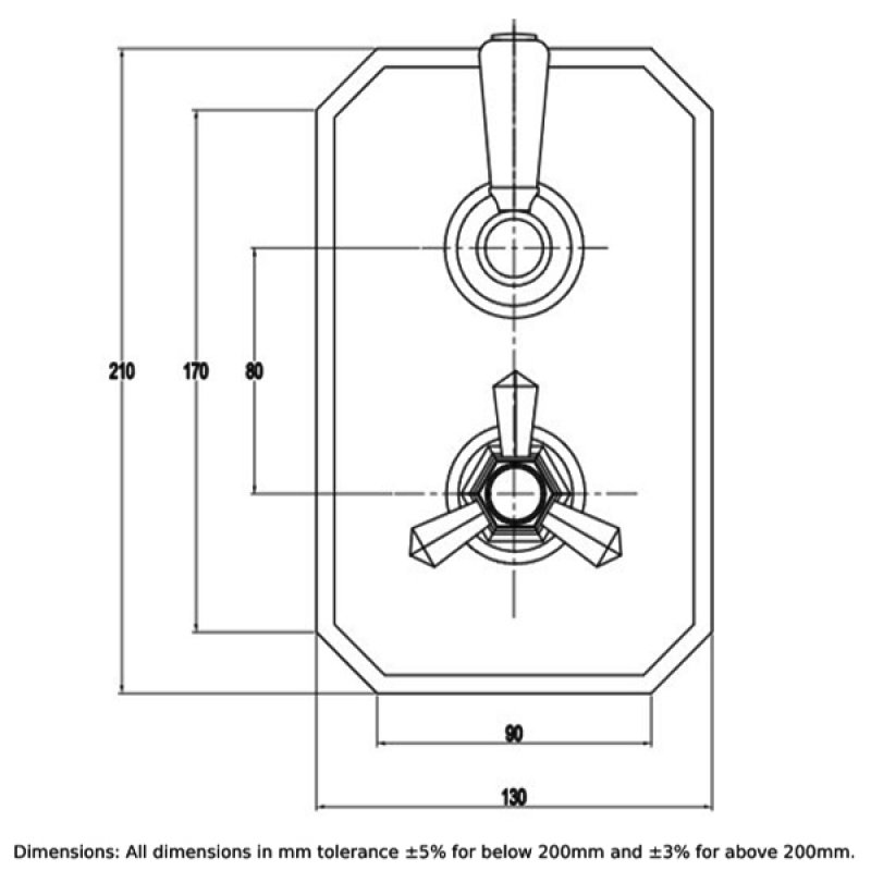RAK Washington Thermostatic Dual Outlet Concealed Shower Valve - Chrome