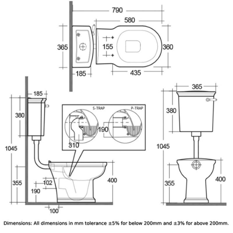 RAK Washington Low Level Toilet with Horizontal Outlet - Grey Soft Close Wood Seat