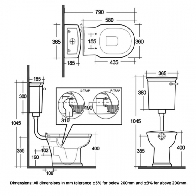 RAK Washington Low Level Toilet with Horizontal Outlet - Cappuccino Soft Close Wood Seat