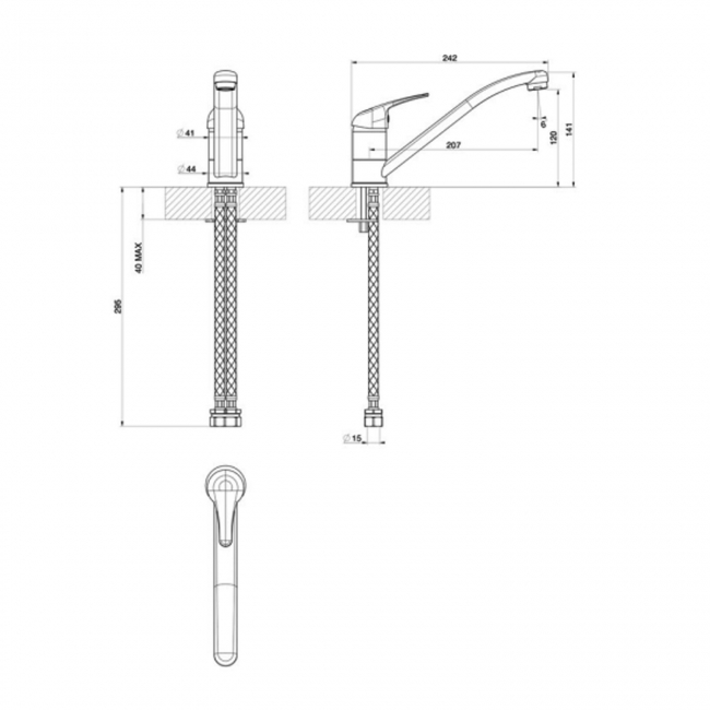 Leisure Aquapace Single Lever 35 Kitchen Sink Mixer Tap - Chrome