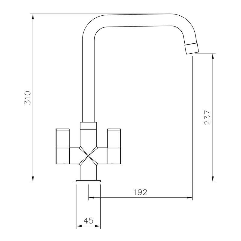 Rangemaster Aquaquad 2 Dual Lever Kitchen Sink Mixer Tap - Matt Black