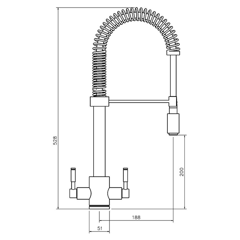 Rangemaster Aquatrend Spring Dual Lever Kitchen Sink Mixer Tap - Chrome
