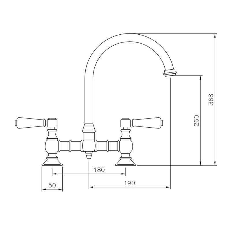 Rangemaster Belfast Traditional Bridge Dual Lever Kitchen Sink Mixer Tap - Brushed
