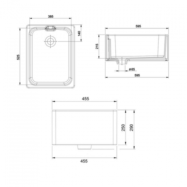 Rangemaster Classic Belfast 1.0 Bowl Ceramic Kitchen Sink 595mm L x 455mm W - White