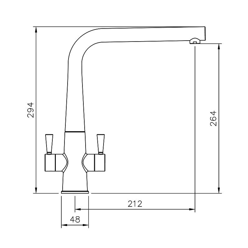 Rangemaster Conical Dual Lever Kitchen Sink Mixer Tap - Matt Black