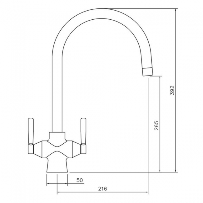 Rangemaster Cruciform Filter Dual Lever Kitchen Sink Mixer Tap - Brushed