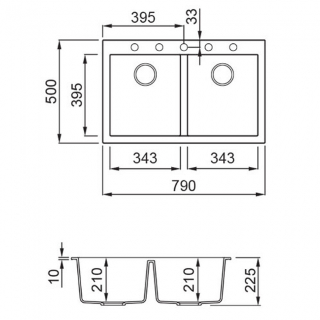 Rangemaster Oridian 2.0 Bowl Inset Kitchen Sink with Waste Kit 790mm L x 500mm W - Pebble