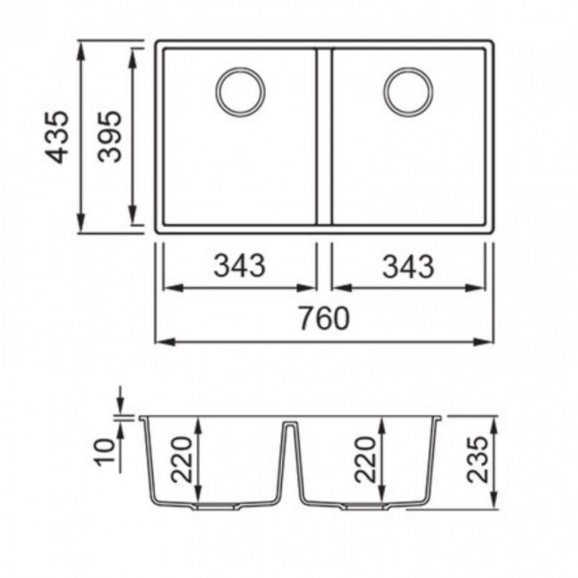 Rangemaster Oridian 2.0 Bowl Undermount Kitchen Sink with Waste Kit 760mm L x 435mm W - Pebble