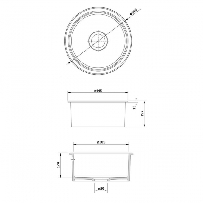 Rangemaster Rustique 1.0 Bowl Ceramic Inset or Undermount Kitchen Sink 445mm L x 445mm W - White