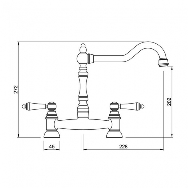 Rangemaster Waverley Bridge Kitchen Sink Mixer Tap - Antique Brass