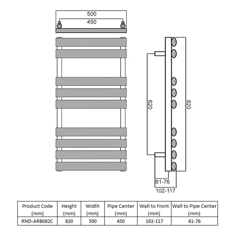 Reina Arbori Designer Heated Towel Rail 820mm H x 500mm W Chrome