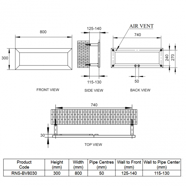 Reina Bivano Designer Heated Towel Rail 300mm H x 800mm W Polished