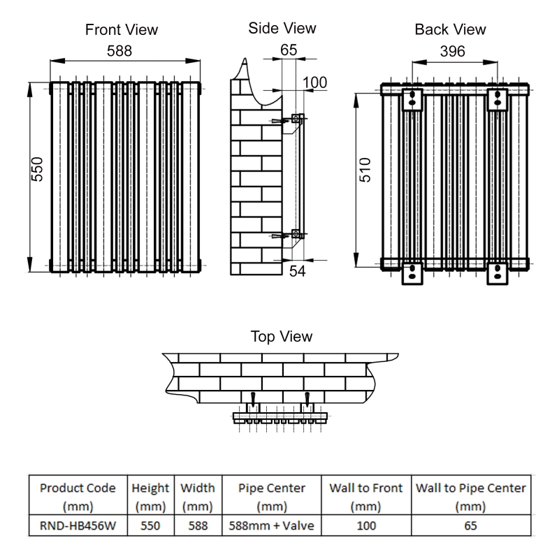 Reina Bonera Designer Horizontal Radiator 550mm H x 588mm W Anthracite