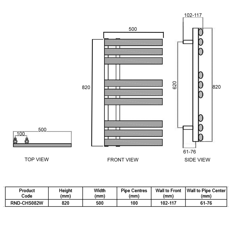 Reina Chisa Designer Heated Towel Rail 820mm H x 500mm W White