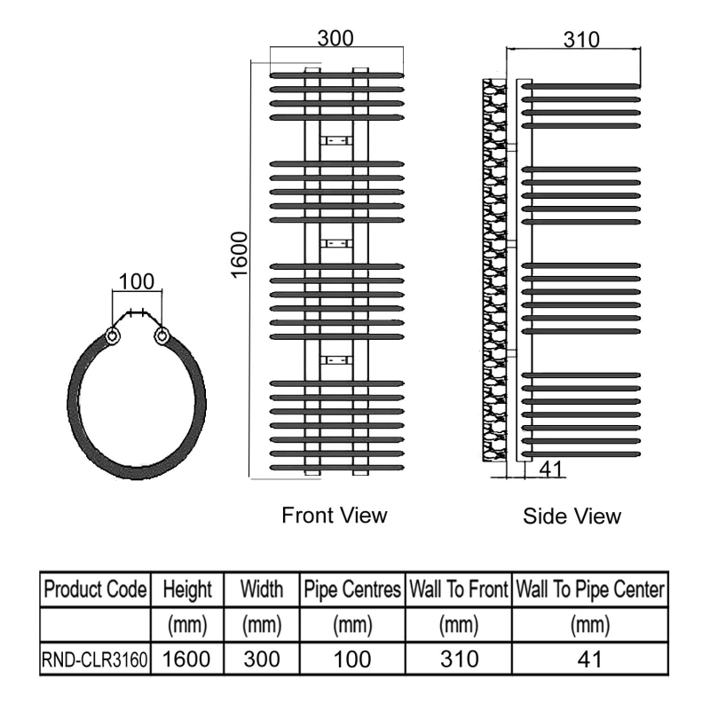 Reina Claro Designer Heated Towel Rail 1600mm H x 300mm W Chrome