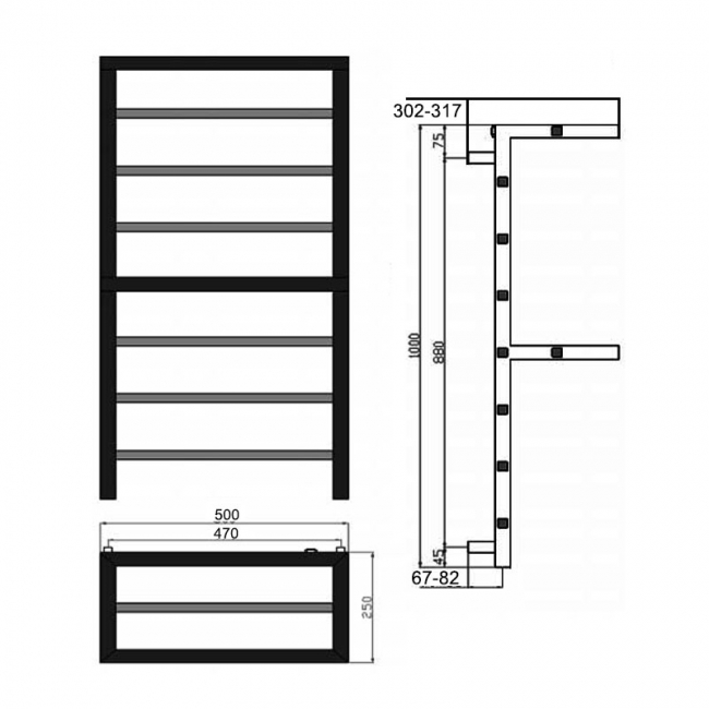 Reina Elvina 2 Designer Heated Towel Rail 1000mm H x 500mm W Chrome