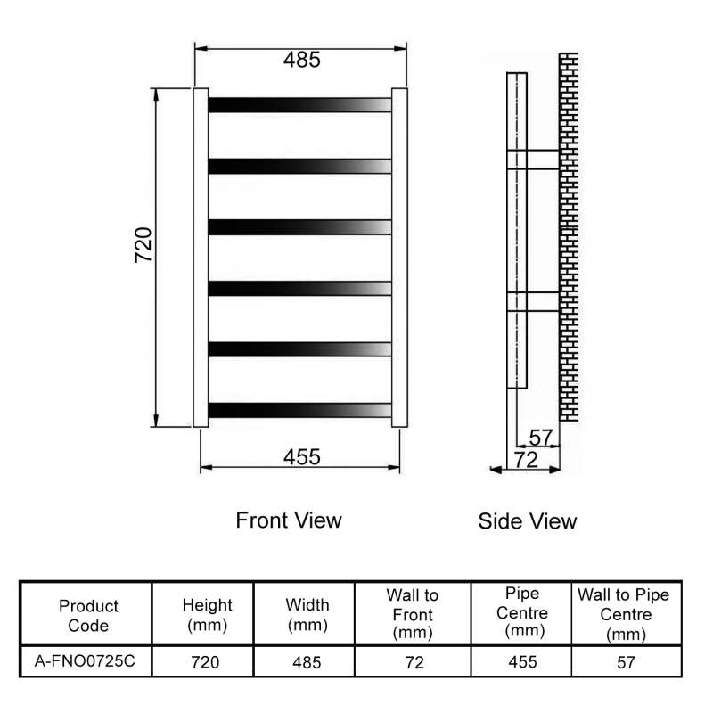 Reina Fano Designer Heated Towel Rail 720mm H x 485mm W - Copper Satin