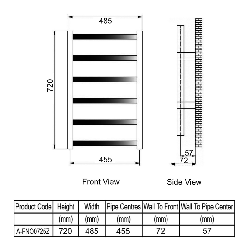 Reina Fano Designer Heated Towel Rail 720mm H x 485mm W Bronze Satin