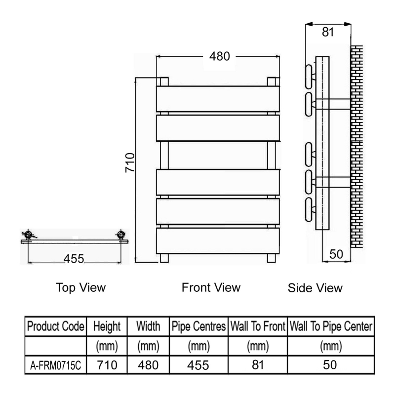 Reina Fermo Flat Panel Heated Towel Rail 710mm H x 480mm W - Copper Satin