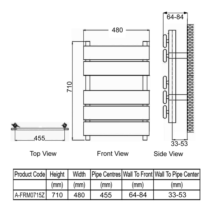 Reina Fermo Flat Panel Heated Towel Rail 710mm H x 480mm W Bronze Satin