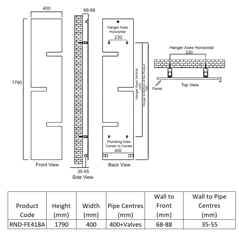 Reina Fiore Designer Vertical Radiator 1790mm H x 400mm W Anthracite